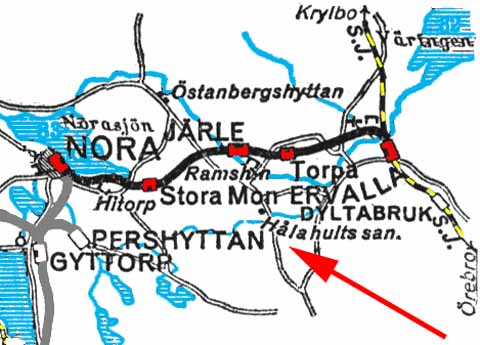 Railway map, NEJ, Nora - Ervalla railway