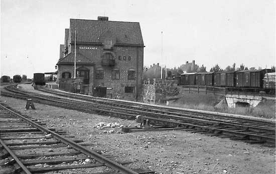 Haparanda station 1946. till vnster Svensk sprvidd 1435 och till hger Finsk sprvidd 1524 mm.