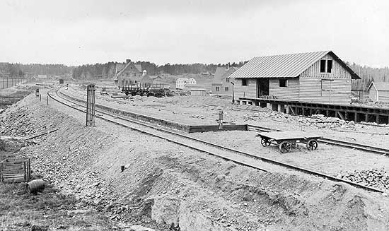 Anlggning av Lstringe station 1913