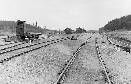 Anlggning av Sjsa station och bangrd. Foto 1913
