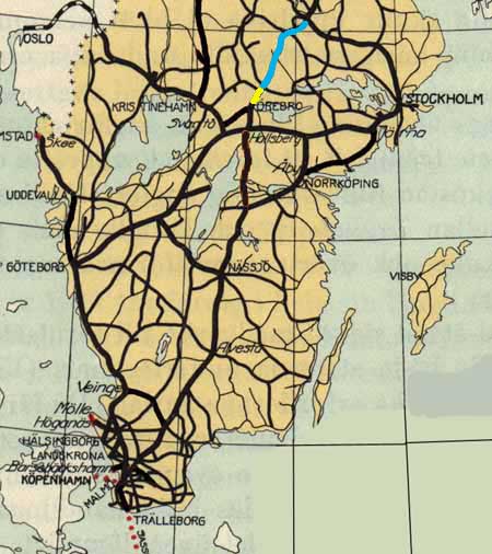 Railway map Swedish Railways line Krylbo - Örebro