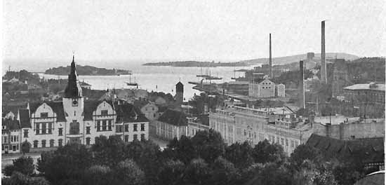Vy över Karlshamn år 1924