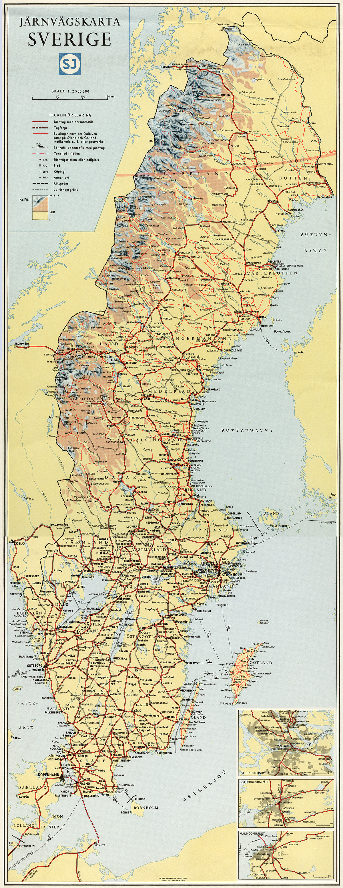Jrnvgskarta Sverige utvisande jrnvgsntet samt busslinjer