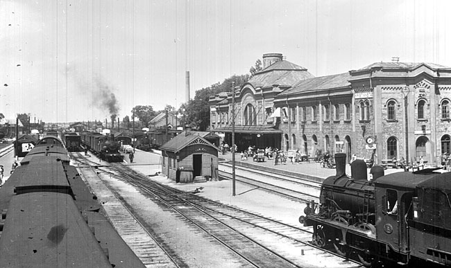 Kristianstad station och bangrd omkring 1942