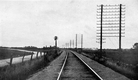Bilden r tagen omkring 1920 vid vstra infarten till Parps station. Signalen till vnster r en s kallad skivfrsignal.