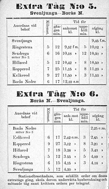 Tjnstetidtabell, Working time-table 1898 KindsJ