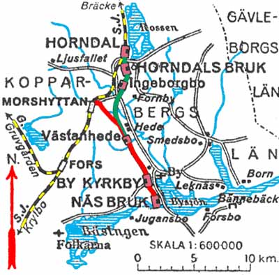 Map Näs - Morshyttans och Näs - horndals Järnväg