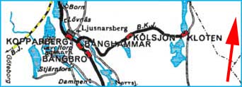 Map, karta BKJ, Bånghammar - Klotens Järnväg