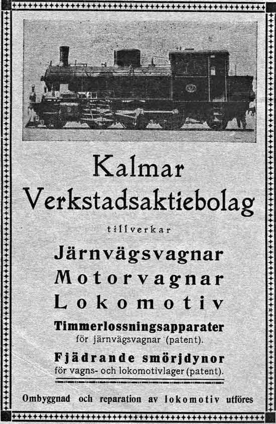 Reklam frn Kalmar Verkstad 1925. P bilden nglok med 