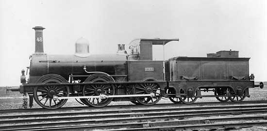 SJ lok nummer 48 FINN tillverkat av London & Northwestern Rly. Crewe 1862, tillverkningsnummer 575.