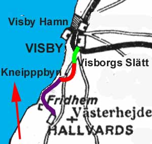 Map Visby - Visborgsslätt - Bjärs Järnväg