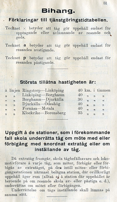 Tjnstgringstidtabell, MJ, Mellersta stergtlands Jrnvgar