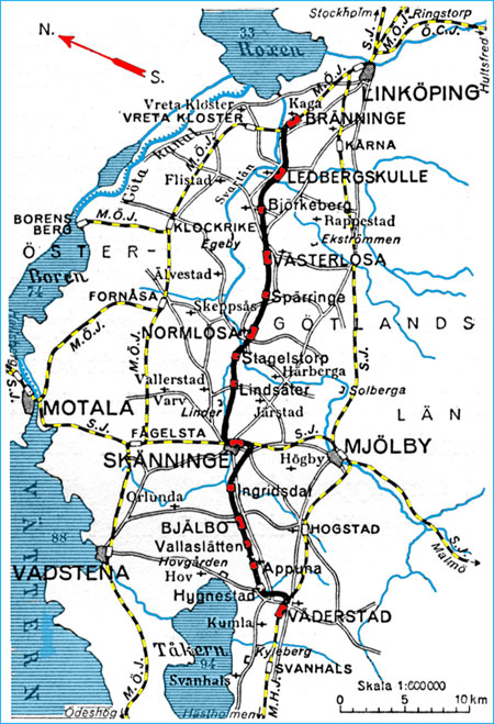 karta över skänninge Karta över VSBJ, Väderstad   Skänninge   Brännige Järnväg 